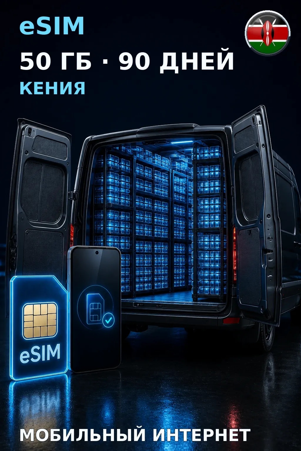 eSIM Кения — 50 ГБ, 90 дней — интернет