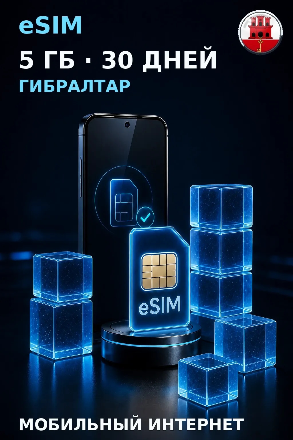 eSIM Гибралтар — 5 ГБ, 30 дней — интернет