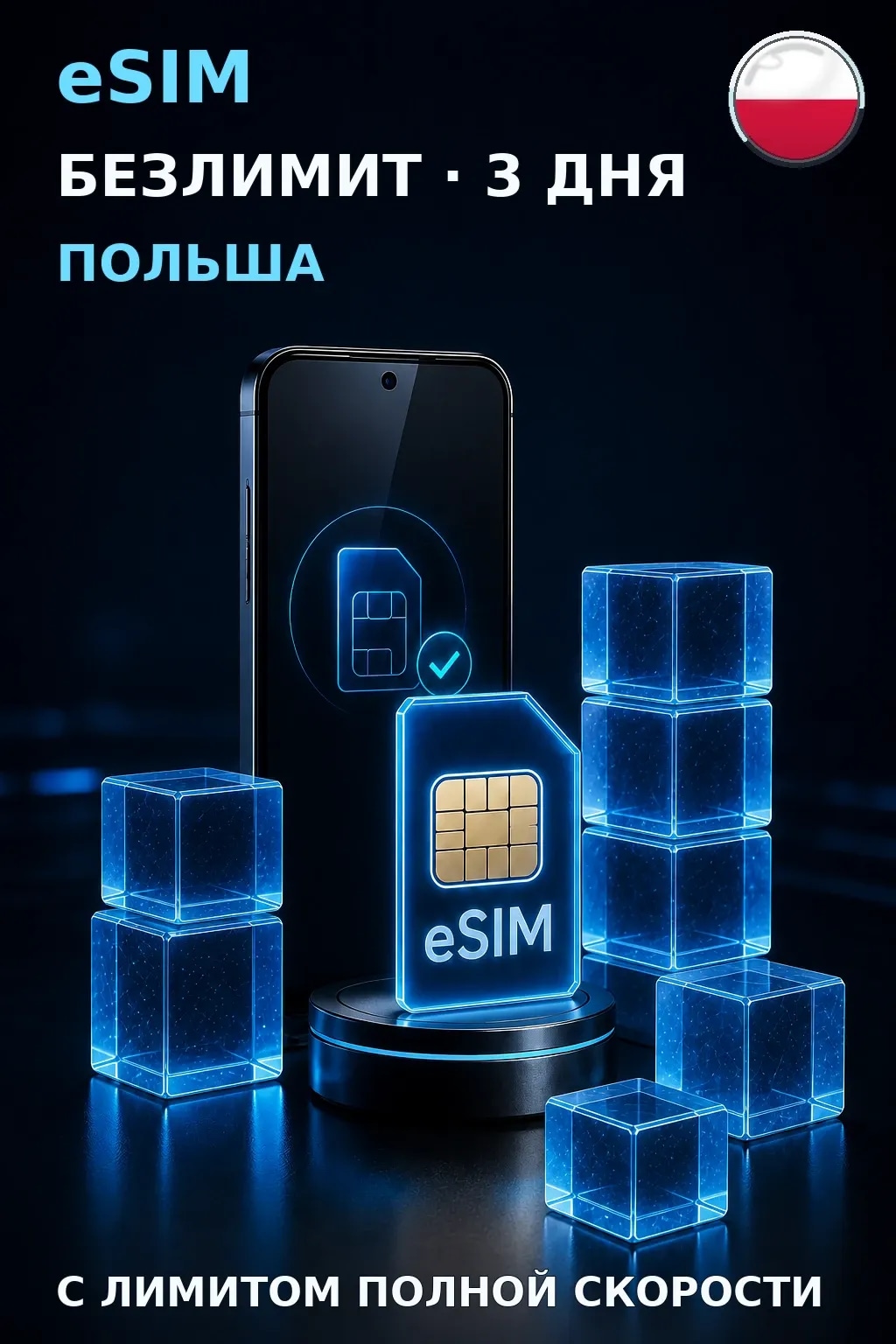 eSIM Польша — БЕЗЛИМИТ, 3 дня — интернет