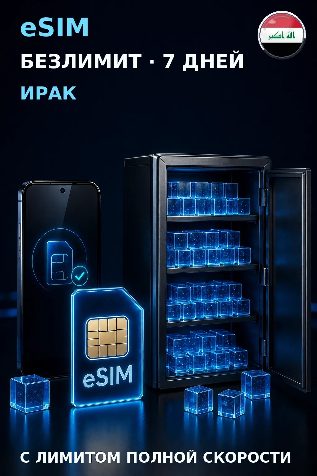 eSIM Ирак — БЕЗЛИМИТ, 7 дней — интернет