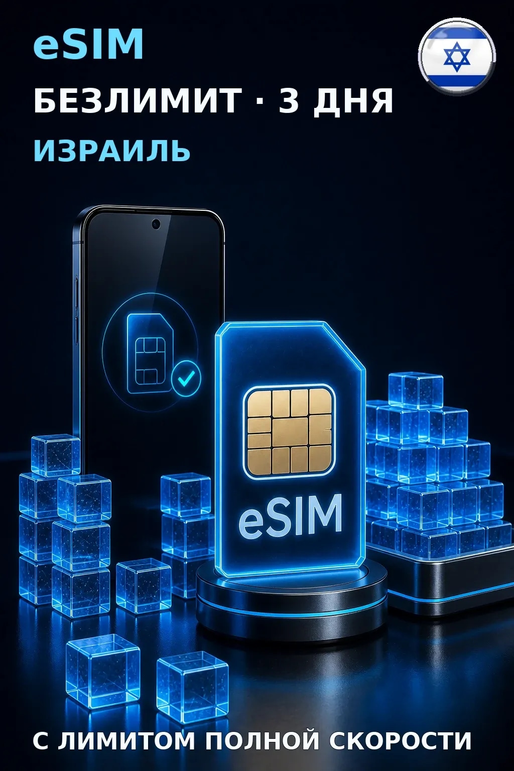 eSIM Израиль — БЕЗЛИМИТ, 3 дня — интернет