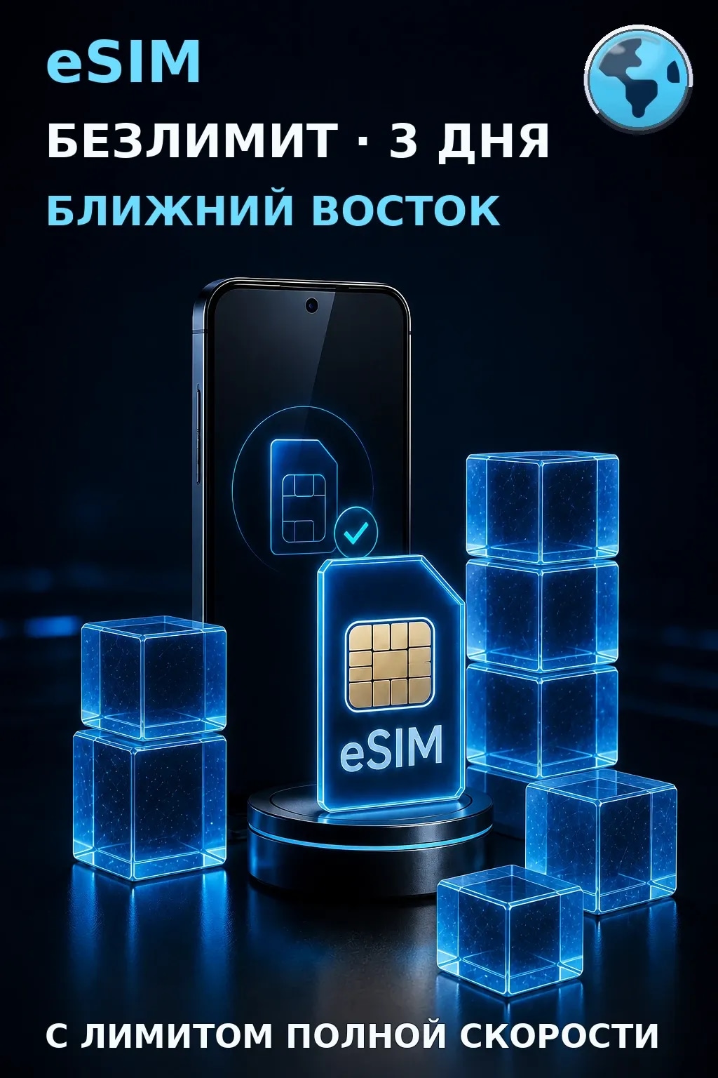 eSIM Ближний Восток — БЕЗЛИМИТ, 3 дня — интернет