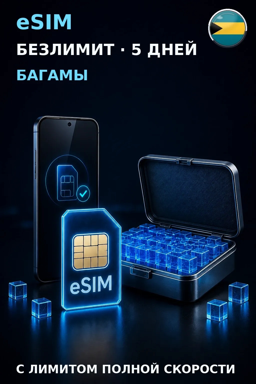 eSIM Багамы — БЕЗЛИМИТ, 5 дней — интернет